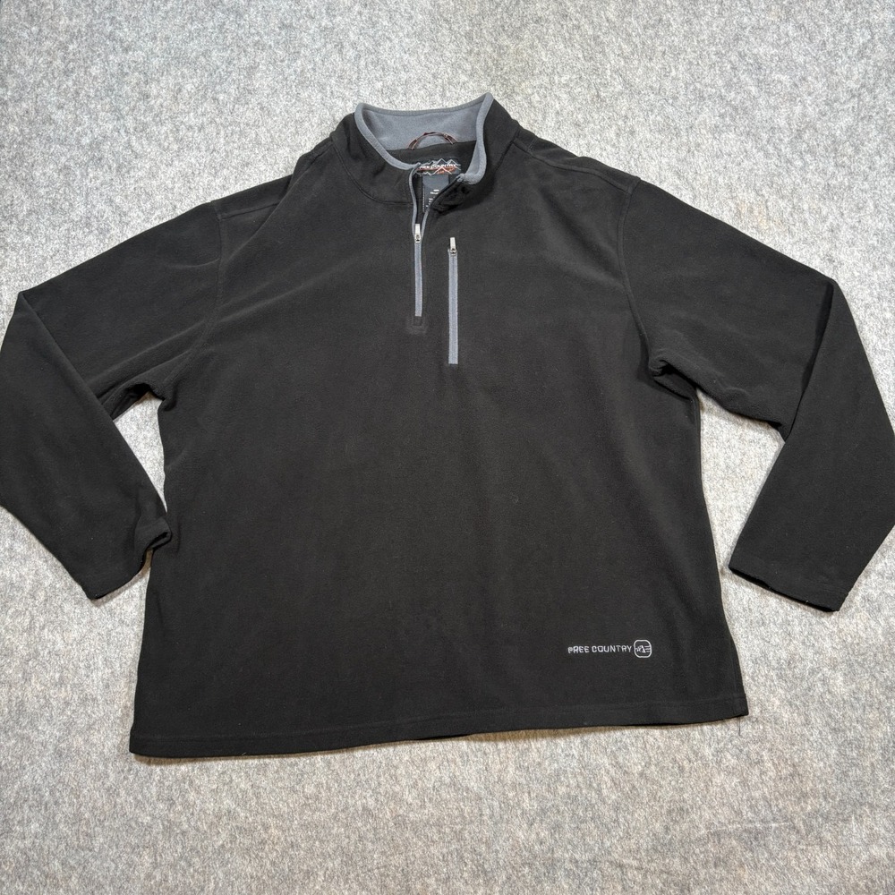 Free Country Pullover Jacket Men's Size XX-Large Black Fleece‎ 1/4 Zip Outerwear